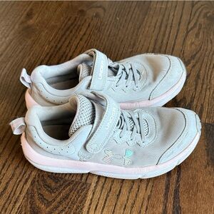 Under Armour Kids' Light Gray and Soft Pink Sneakers